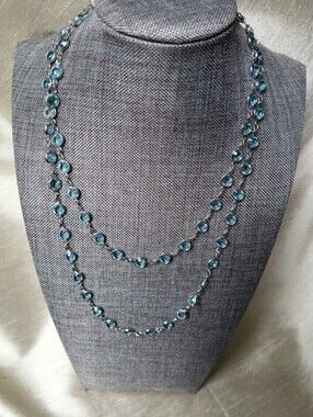 Touchstone Crystal by Swarovski Chanelle Necklace Aqua Blue